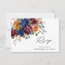 Tarjeta de respuesta de comida floral de otoño con