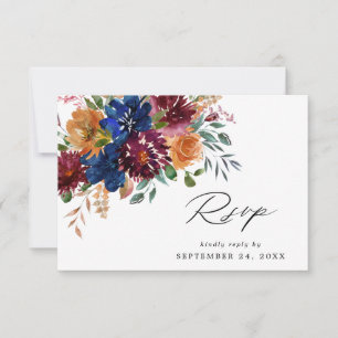 Tarjeta de respuesta de comida floral de otoño con