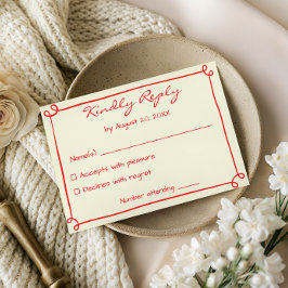 Tarjeta de respuesta de confirmación de boda con g