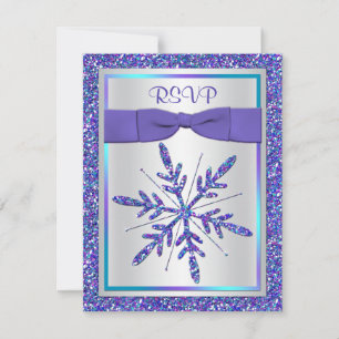 Tarjeta de respuesta de copo de nieve con brillo p