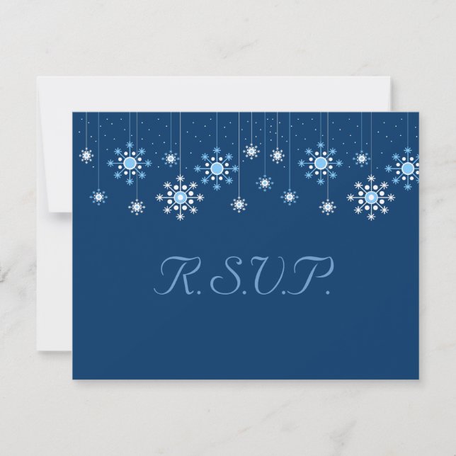 Tarjeta de respuesta de copos de nieve de Boda de  (Anverso)