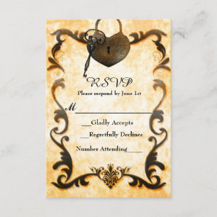 Tarjeta de respuesta de corazón con cerradura y ll