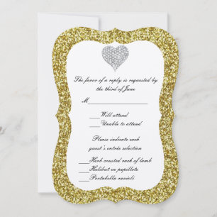 Tarjeta de respuesta de corazón de diamante con br