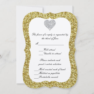 Tarjeta de respuesta de corazón de diamante con br