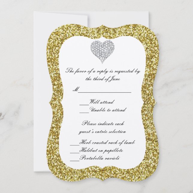 Tarjeta de respuesta de corazón de diamante con br (Anverso)