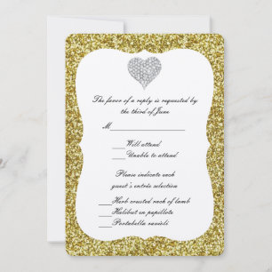 Tarjeta de respuesta de corazón de diamante con br