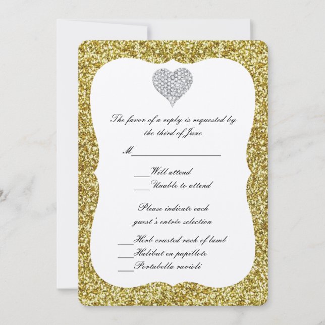 Tarjeta de respuesta de corazón de diamante con br (Anverso)