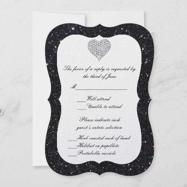 Tarjeta de respuesta de corazón de diamante de pur (Anverso)