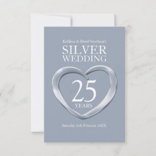 tarjeta de respuesta de corazón del 25 aniversario
