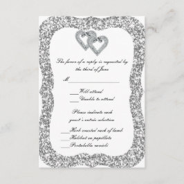 Tarjeta de respuesta de corazones de diamante con 
