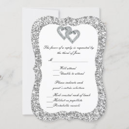 Tarjeta de respuesta de corazones de diamante con 