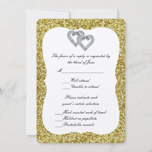 Tarjeta de respuesta de corazones de diamante con 