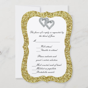 Tarjeta de respuesta de corazones de diamante con 