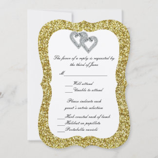Tarjeta de respuesta de corazones de diamante con