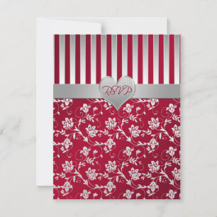 Tarjeta de respuesta de corazones florales rojos y