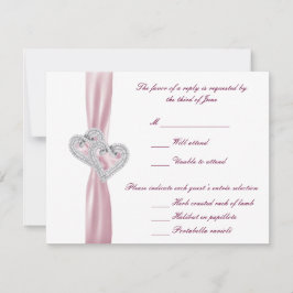 Tarjeta de respuesta de corazones rosados personal