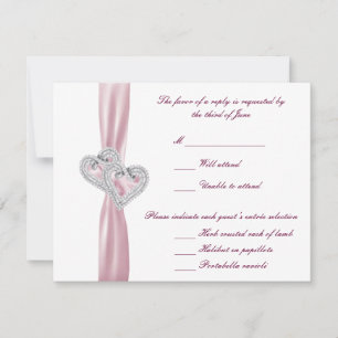 Tarjeta de respuesta de corazones rosados personal