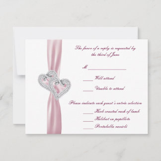Tarjeta de respuesta de corazones rosados personal