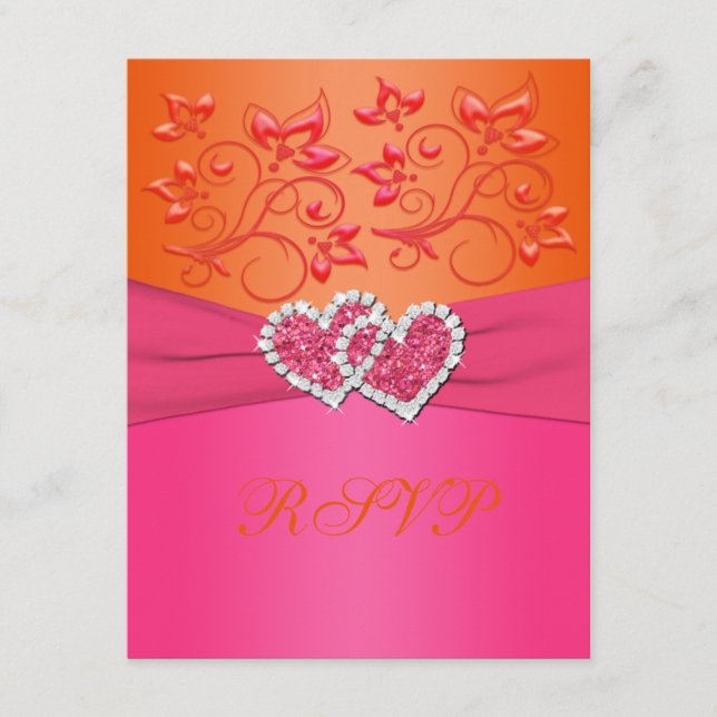 Tarjeta de respuesta de corazones unidos florales  (Anverso)