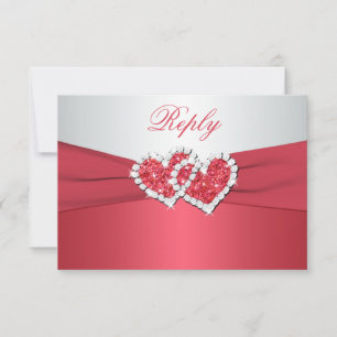 Tarjeta de respuesta de corazones unidos rosa cora