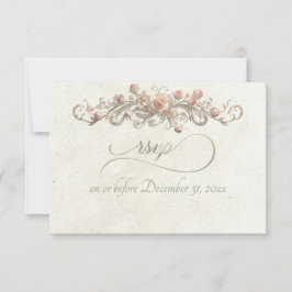 Tarjeta de respuesta de crema - Arco de rosa román