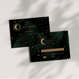 Tarjeta de respuesta de Crescent Moon Gold RSVP