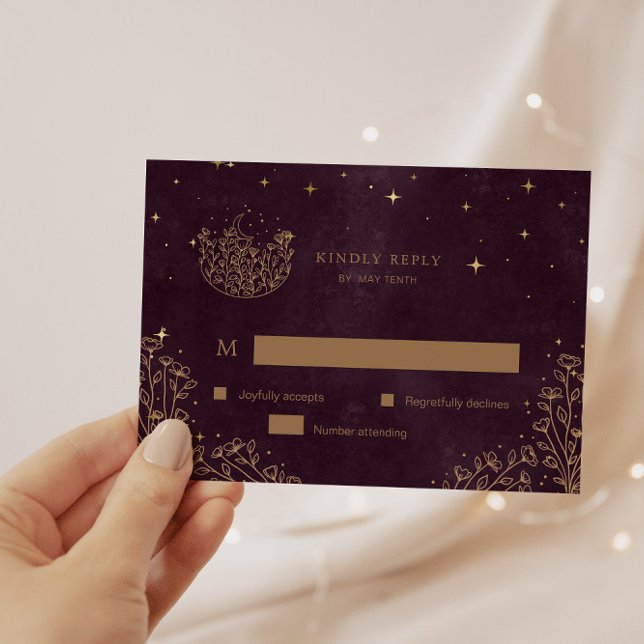 Tarjeta de respuesta de Crescent Moon Gold RSVP (Subido por el creador)