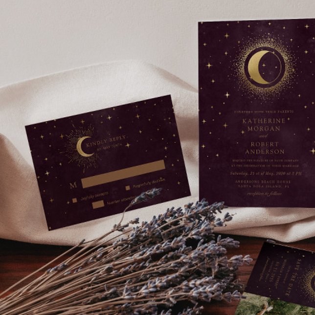 Tarjeta de respuesta de Crescent Moon Gold RSVP (Subido por el creador)