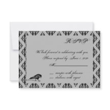 Tarjeta de respuesta de cuadro gótico Raven negro