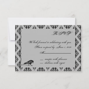 Tarjeta de respuesta de cuadro gótico Raven negro