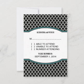 Tarjeta de respuesta de Cuatrefoil Aqua Elegant