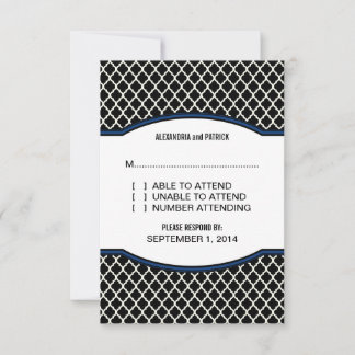 Tarjeta de respuesta de Cuatrefoil Elegante Azul