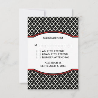 Tarjeta de respuesta de Cuatrefoil Elegante Rojo