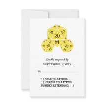 Tarjeta de respuesta de dados D20 amarillo