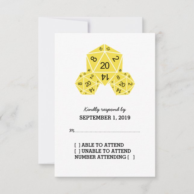 Tarjeta de respuesta de dados D20 amarillo (Anverso)