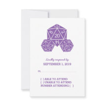 Tarjeta de respuesta de dados púrpura D20