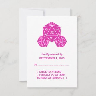 Tarjeta de respuesta de dados rosa D20
