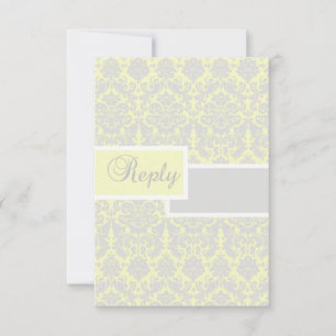 Tarjeta de respuesta de damasco amarillo, blanco y