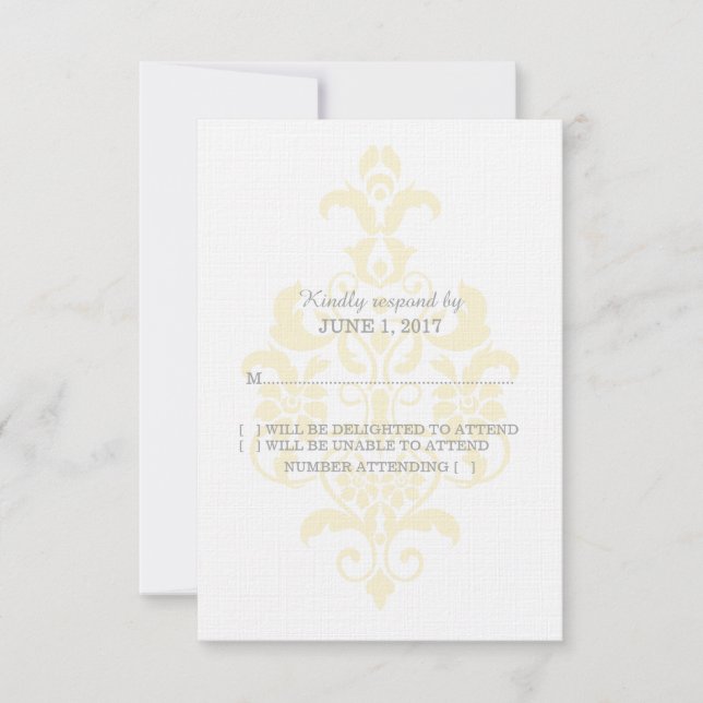 Tarjeta de respuesta de Damasco Amarillo sutil (Anverso)