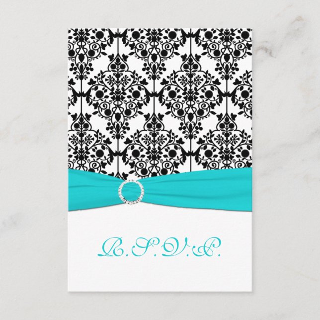 Tarjeta de respuesta de Damasco Aqua, Blanco y Neg (Anverso)