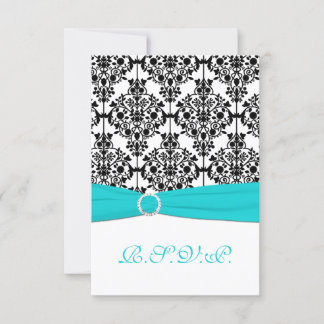 Tarjeta de respuesta de Damasco Aqua, Blanco y Neg