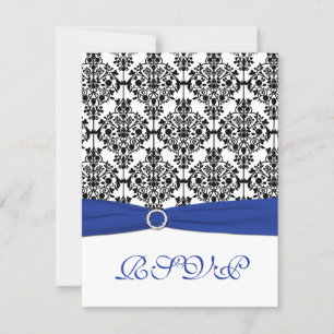 Tarjeta de respuesta de Damasco Azul Real, Blanco 
