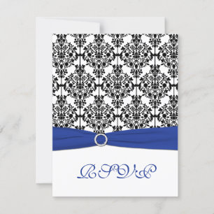 Tarjeta de respuesta de Damasco Azul Real, Blanco 