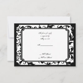 Tarjeta de respuesta de damasco blanco y negro de 