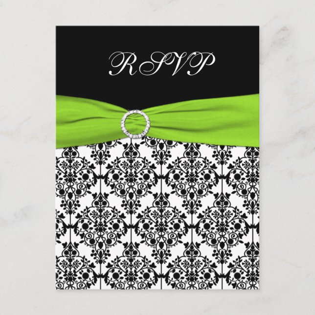 Tarjeta de respuesta de damasco Chartreuse, blanca (Anverso)