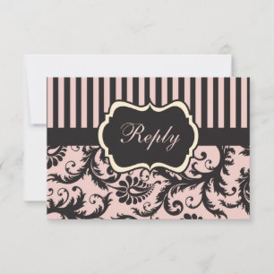 Tarjeta de respuesta de Damasco con franja gris, r