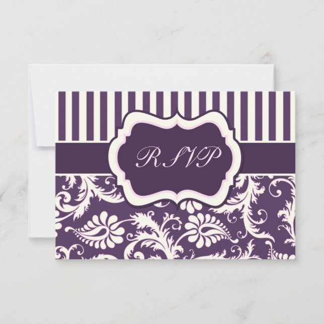 Tarjeta de respuesta de damasco con rayas moradas, (Anverso)