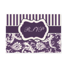 Tarjeta de respuesta de damasco de rayas púrpura, 