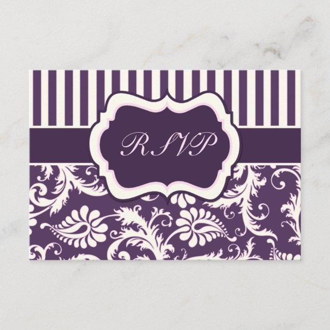 Tarjeta de respuesta de damasco de rayas púrpura,  (Anverso)