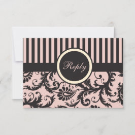 Tarjeta de respuesta de damasco de rayas rosadas, 